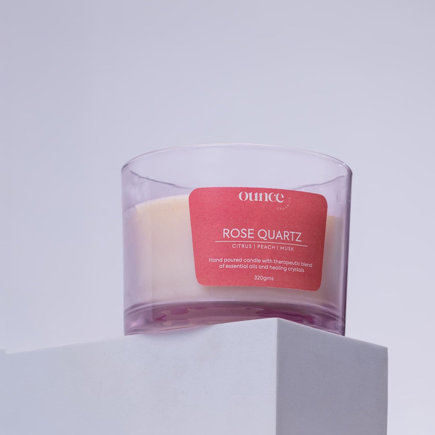 ROSE QUARTZ CRYSTALS – 3 WICK CANDLE
