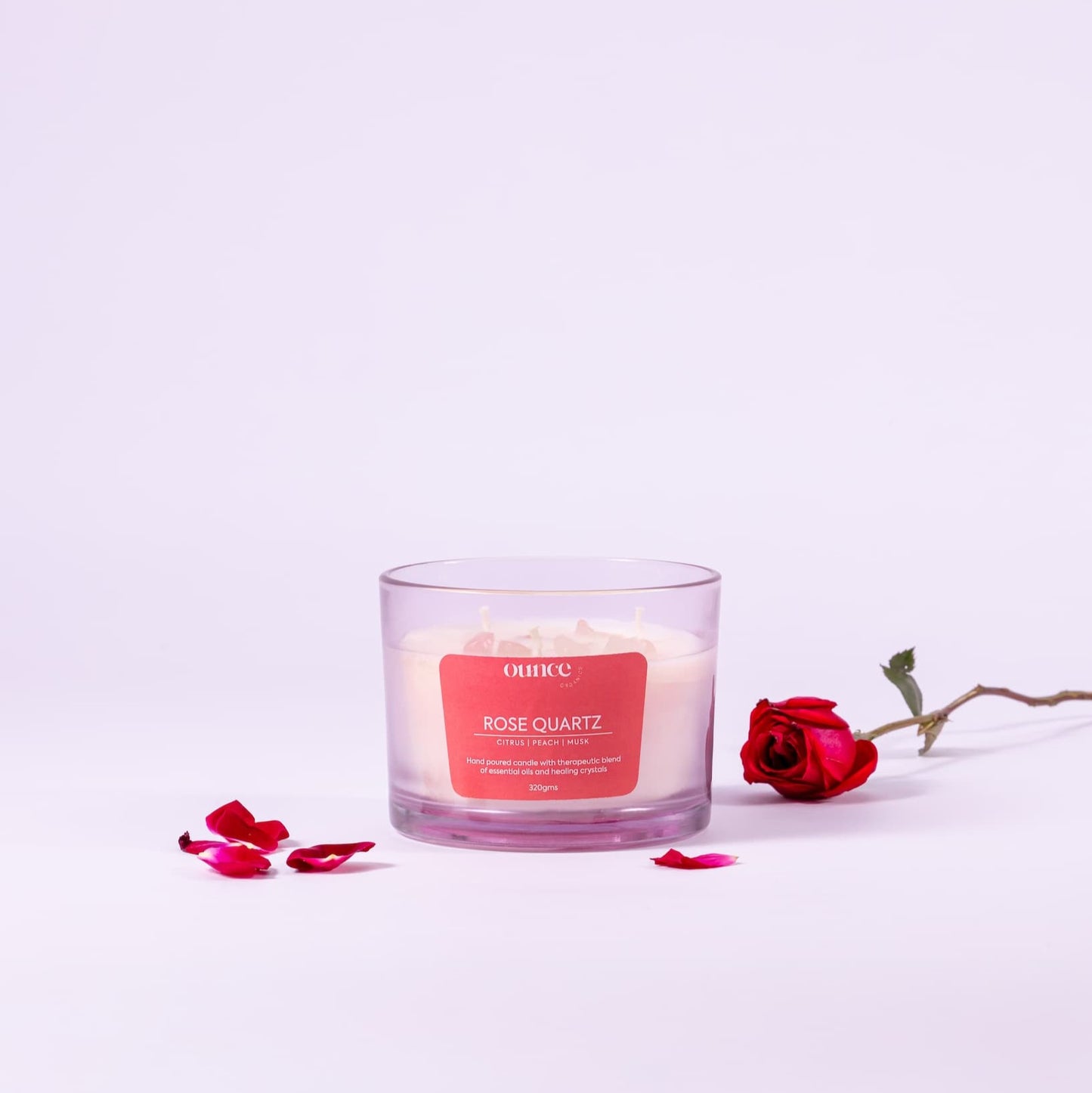 ROSE QUARTZ CRYSTALS – 3 WICK CANDLE