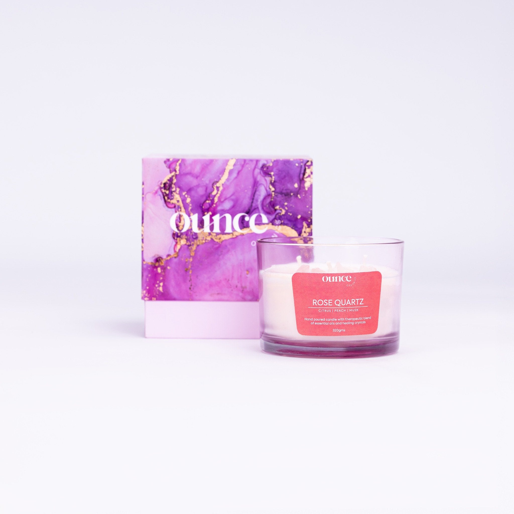 ROSE QUARTZ CRYSTALS – 3 WICK CANDLE