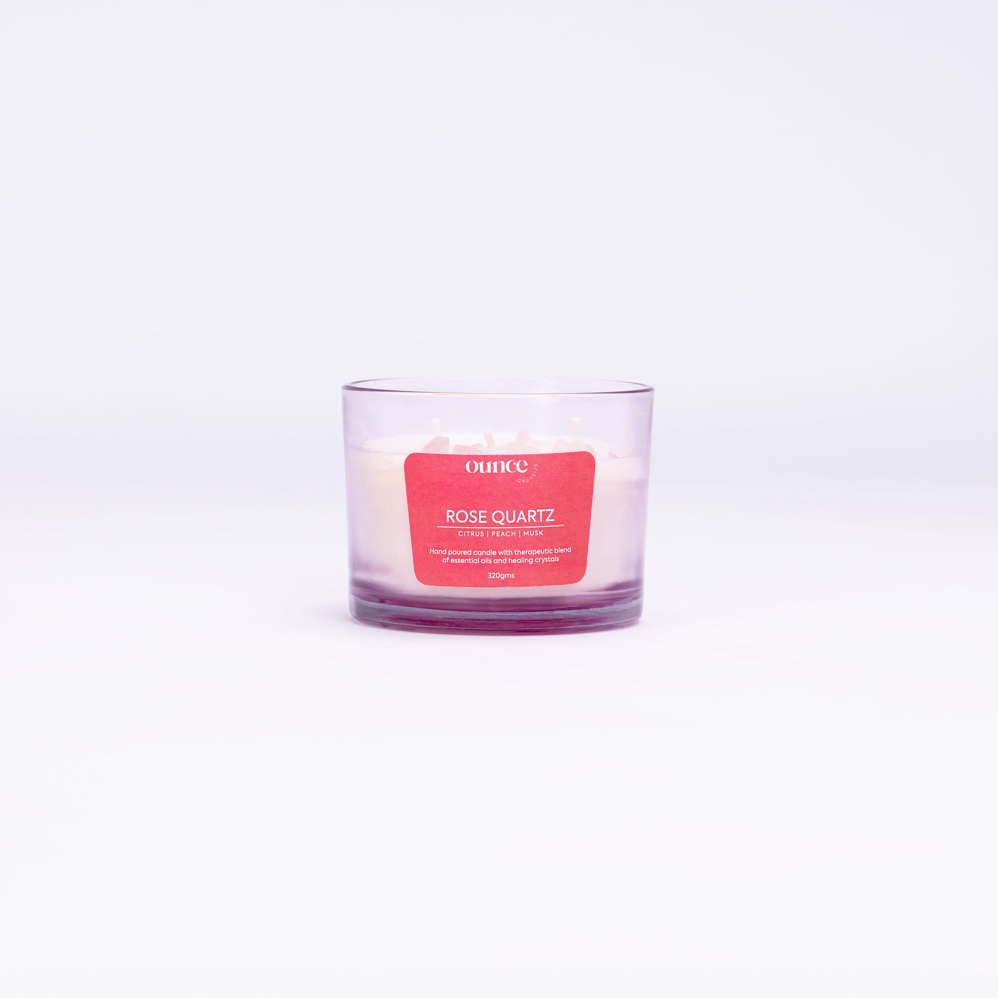 ROSE QUARTZ CRYSTALS – WICK CANDLE - Main Image